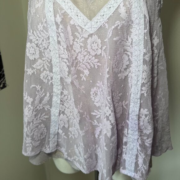 Free People Light Lavender Lacey Tank Top Blouse - Picture 9 of 11
